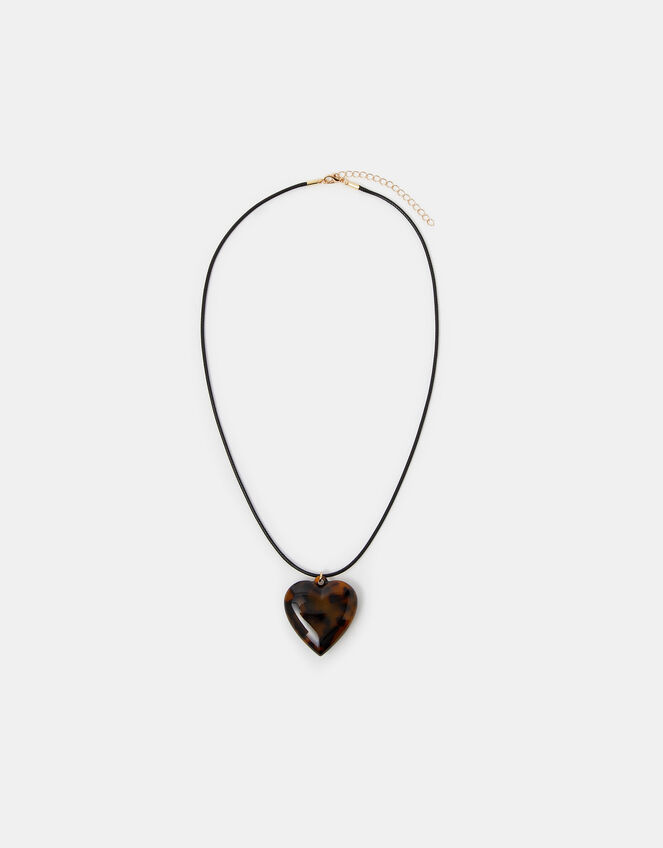 Tort Heart Pendant Cord Necklace, , large