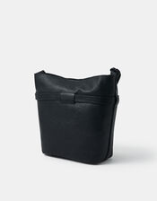 Leather Bucket Crossbody Bag, , large