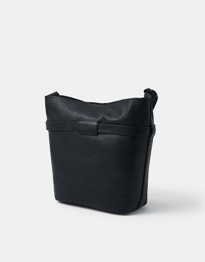 Leather Bucket Crossbody Bag, , large