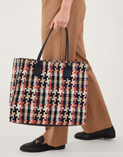 Dogtooth Textile Shopper Bag, , large