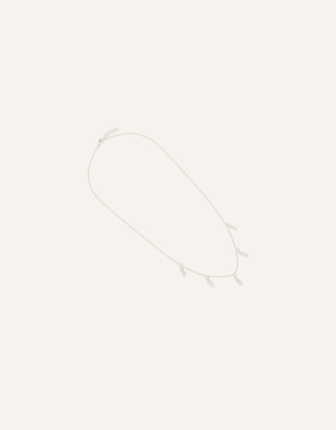 Sterling Silver-Plated Feather Station Necklace, , large