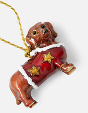 Enamel Sausage Dog Christmas Decoration, , large