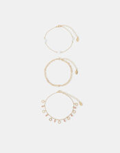 3-Pack Sunshine Charm Anklets, , large