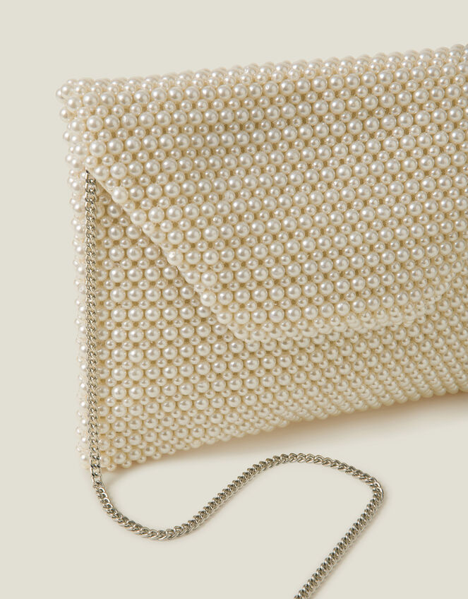 Bridal Pearl Envelope Clutch Bag, , large