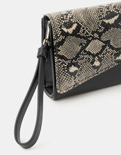 Faux Snakeskin Wristlet Clutch Bag, , large
