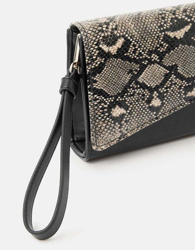 Faux Snakeskin Wristlet Clutch Bag, , large