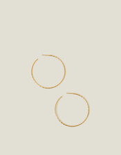 14ct Gold-Plated Large Diamond Cut Hoop Earrings, , large