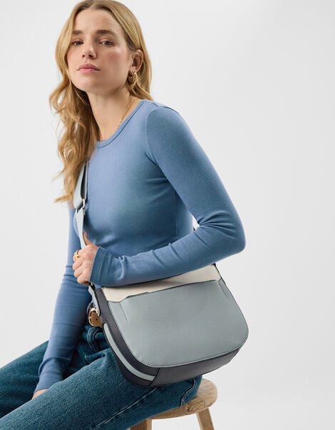 Colour Block Crossbody Bag, Blue (BLUE), large