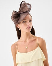 Bow Teardrop Fascinator, Brown (CHOCOLATE), large