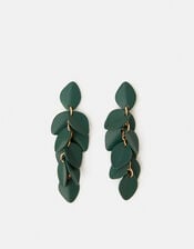 Enamel Willow Leaf Drop Earrings, , large