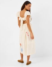 Floral Embroidered Midi Dress, Cream (CREAM), large