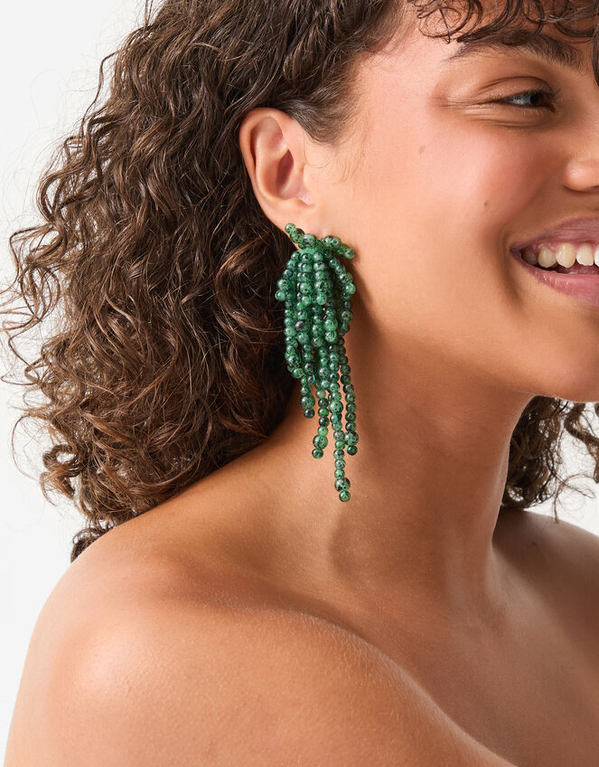 Statement Bead Drop Earrings, , large