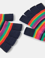 Stripe Fingerless Knit Gloves, Multi (BRIGHTS-MULTI), large