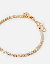 Gold-Plated Crystal Tennis Bracelet, , large
