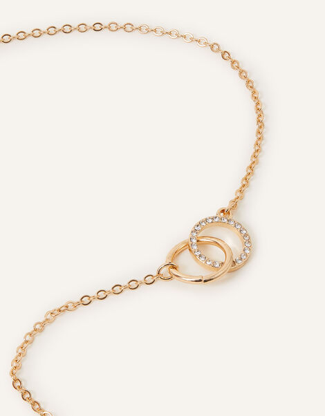 Pave Linked Circle Necklace Gold, Gold (GOLD), large
