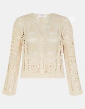 Crochet Cardigan, Natural (NATURAL), large