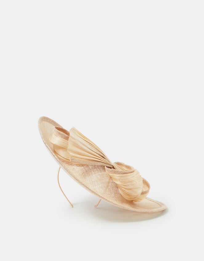 Bow Disc Fascinator, Natural (CHAMPAGNE), large