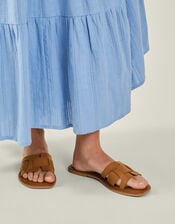 Leather Cut-Out Sliders, Tan (TAN), large