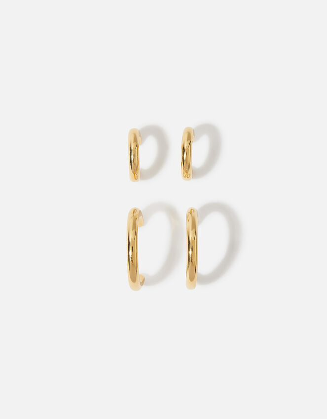14ct GoldPlated Plain Hoops Set of Two Z for Accessorize Accessorize UK
