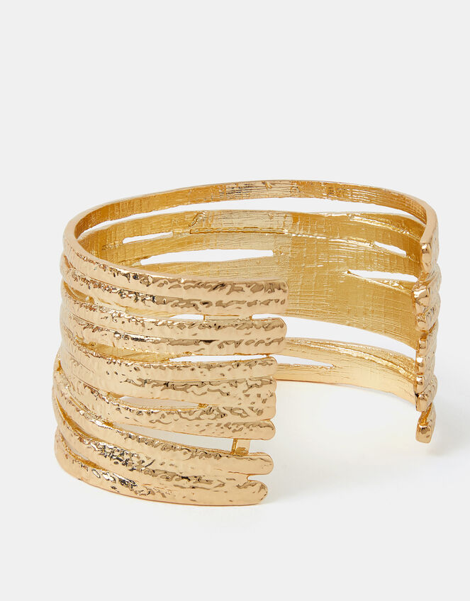 Texture Layered Cuff Bracelet, Gold (GOLD), large