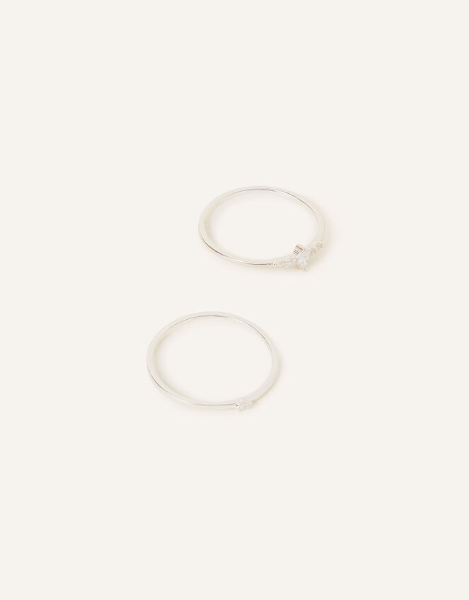 Sterling Silver Sparkle Stacking Rings Set of Two, White (ST CRYSTAL), large