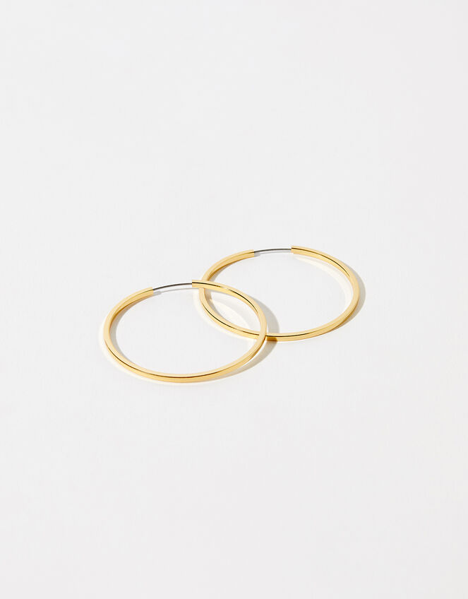 Gold-Plated Medium Hoop Earrings, , large