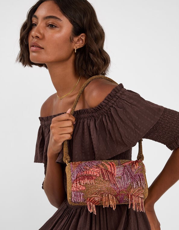 Beaded Fringe Shoulder Bag, , large