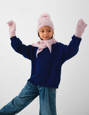 Girls Floral Sequin Gloves, Pink (PINK), large