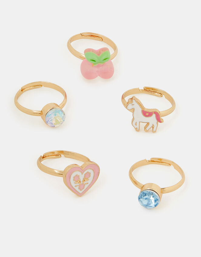 5-Pack Girls Western Adjustable Rings, , large