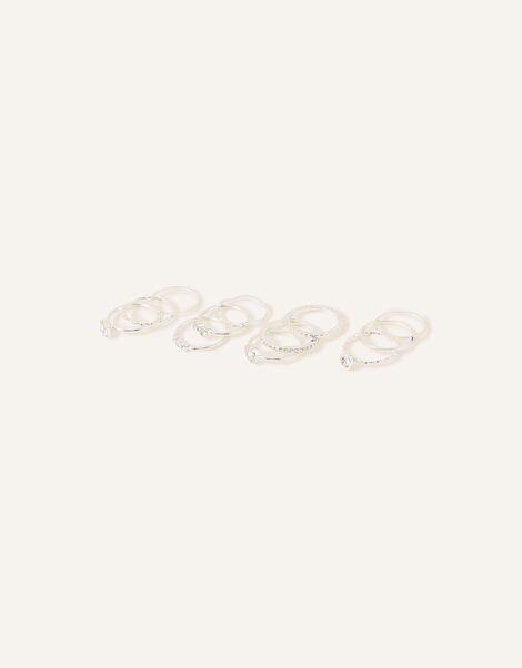 Crystal Rings 12 Pack Silver, Silver (SILVER), large