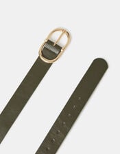 Oval Buckle Belt, Green (KHAKI), large