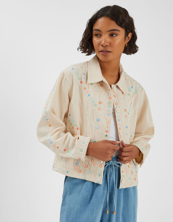 Mirror Embroidered Jacket, Natural (NATURAL), large