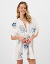 Shell Patchwork Mini Kaftan, Ivory (IVORY), large
