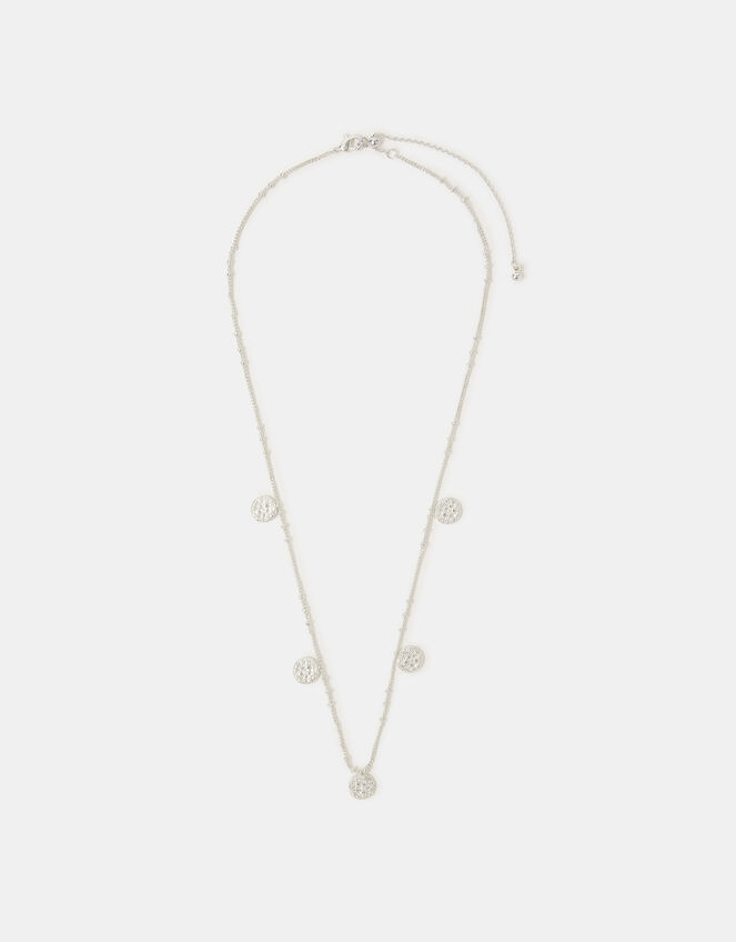 Sterling Silver-Plated Coin Charm Necklace, , large