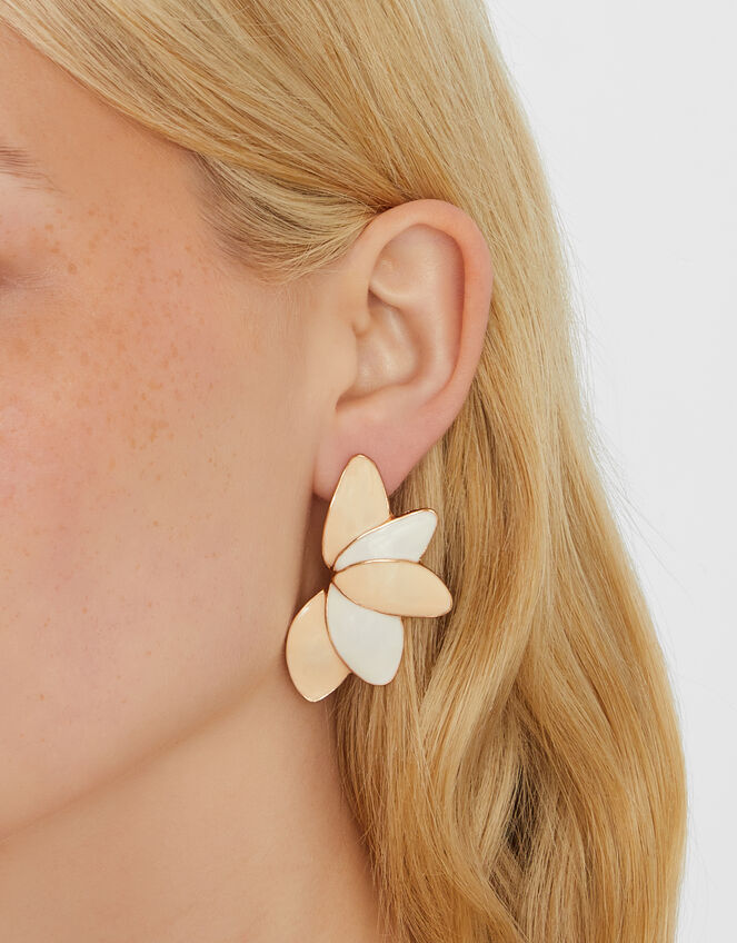 Enamel Petal Drop Earrings, , large