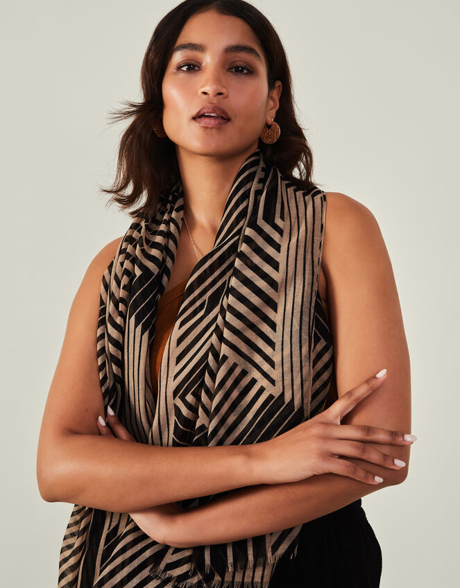 Geometric Print Scarf, , large