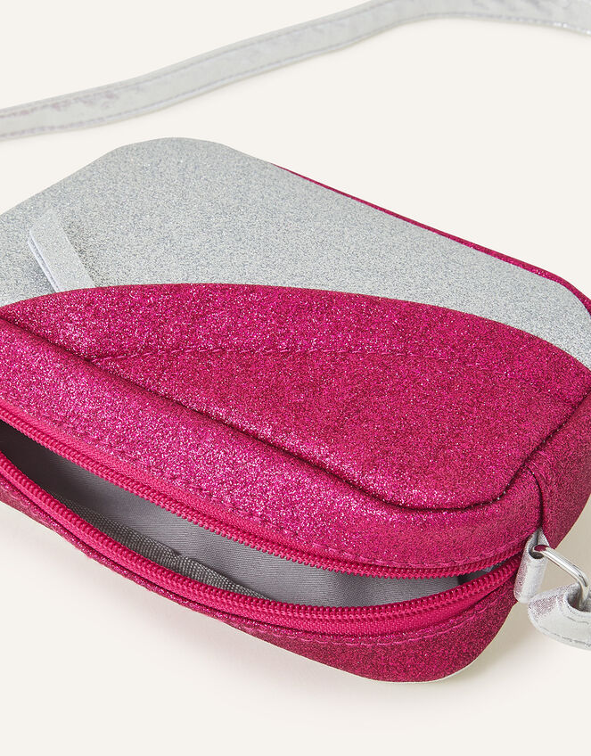 Girls Glitter Panel Cross-Body Bag, , large