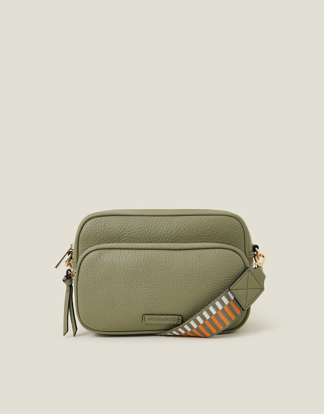 Dina Double Zip Crossbody Bag, Green (KHAKI), large