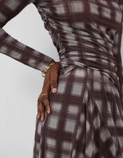 Check Print Mesh Midi Skirt, Multi (MULTI), large