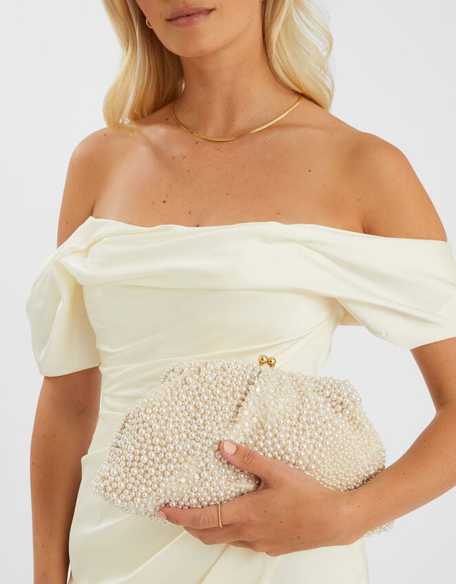 Bridal Cloud Pearl Beaded Mini Bag, , large