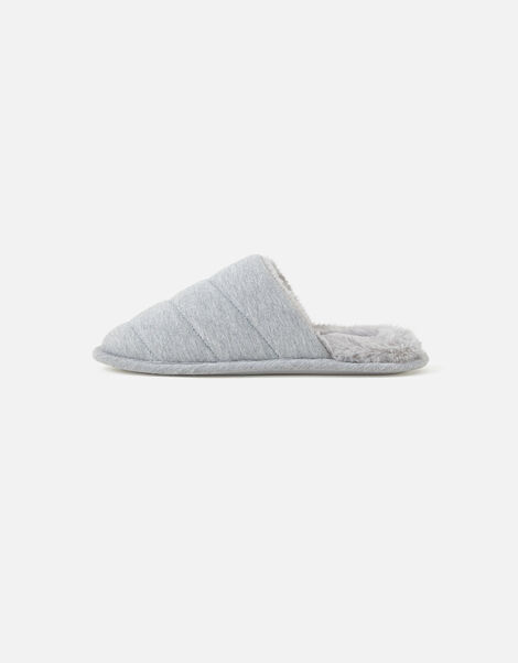 Chevron Quilted Slippers Grey, Grey (GREY), large