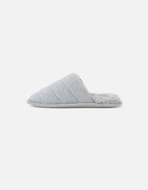 Chevron Quilted Slippers, Grey (GREY), large
