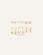 Pearl Hoop and Stud Earrings 6 Pack, , large