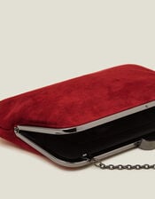 Suedette Clip Frame Clutch Bag, , large