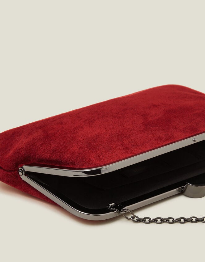 Suedette Clip Frame Clutch Bag, , large