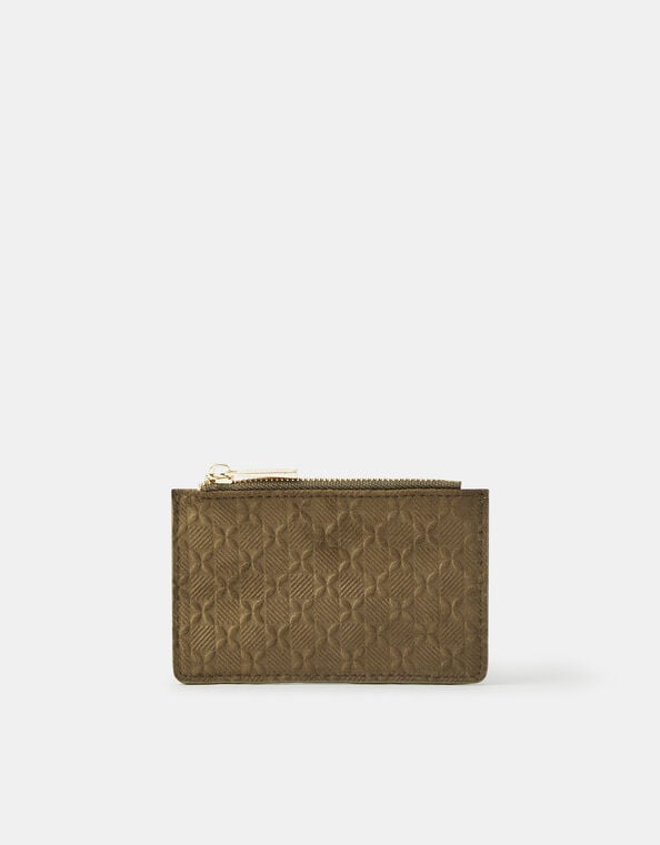 Embossed Faux Suede Card Holder, , large