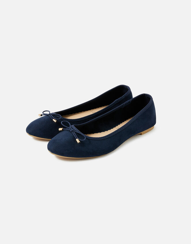Simple Bow Ballerina Flats, Blue (NAVY), large