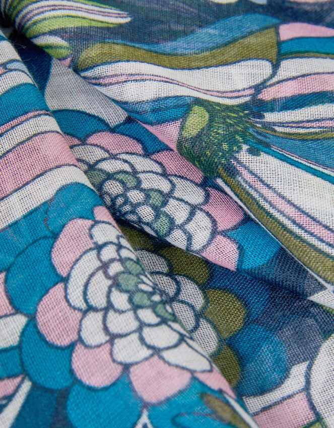 Geometric Floral Scarf, , large