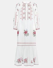 Floral Embroidered Maxi Dress, Ivory (IVORY), large