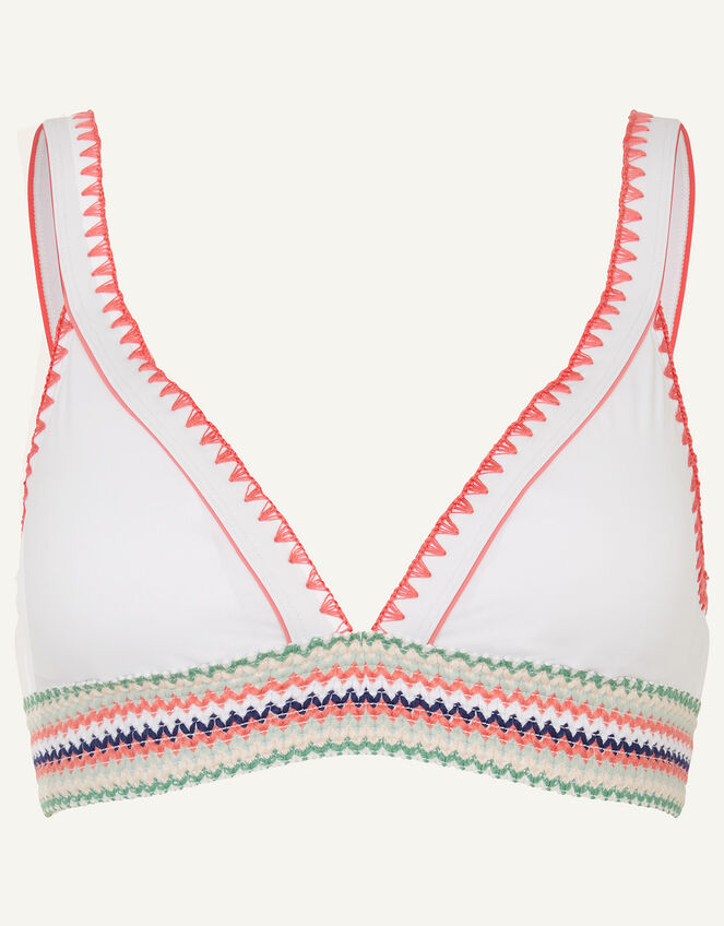 Crochet Trim Bikini Top, White (WHITE), large